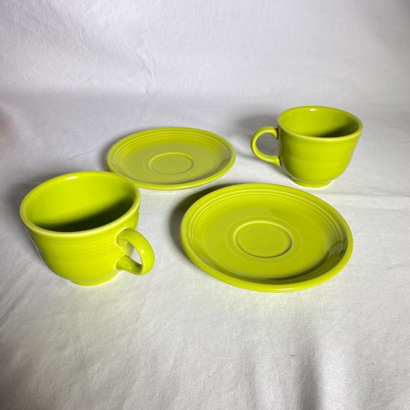Fiesta Flat Cup & Saucer Set Of Two 2 Lemongrass by HOMER LAUGHLIN USA - Picture 3 of 12